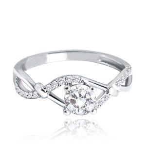 MINET Zlatý zásnubní prsten z bílého zlata s bílým zirkonem Au 585/1000 vel. 55 – 1,80g