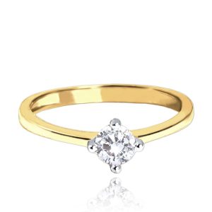MINET Zlatý zásnubní prsten s bílým zirkonem Au 585/1000 vel. 56 – 1,45g