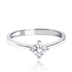 MINET Zlatý zásnubní prsten z bílého zlata s bílým zirkonem Au 585/1000 vel. 55 – 1,55g