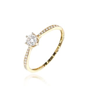 MINET Zlatý zásnubní prsten s bílým zirkonem Au 585/1000 vel. 57 – 1,45g