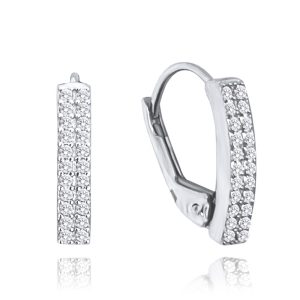 MINET Moderní náušnice z bílého zlata s bílými zirkony Au 585/1000 1,75g