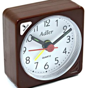 Adler RE03 hnědý – malý budíček s osvětlením a buzením pípáním