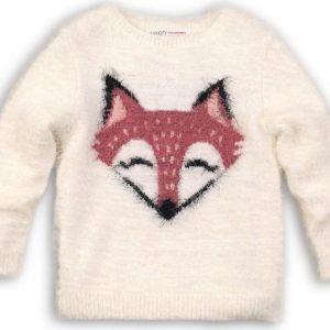 Svetr divčí s liškou, Minoti, MERGE 7, bílá – 152/158 | 12/13let
