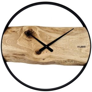 KUBRi 1003A – Robustní hodiny z masivního dubu s kovovým rámem