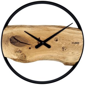 KUBRi 1002A – Robustní hodiny z masivního dubu s kovovým rámem