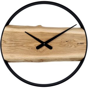 KUBRi 1002B – Robustní hodiny z masivního dubu s kovovým rámem