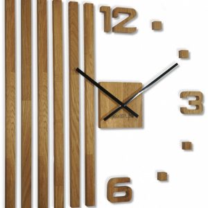 Flexistyle z230 – dubové nalepovací hodiny s průměrem 60 cm dekor dřevo