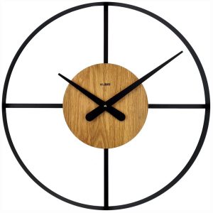 KUBRi 0131 – Hodiny české výroby s robustním kovovým rámem a dubovým středem