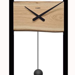 KUBRi 0140B – Kyvadlové hodiny české výroby s robustním kovovým rámem a dubovou základnou