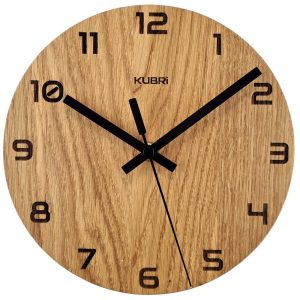 KUBRi HRC0057A – Dubové hodiny řízené signálem s tichým chodem