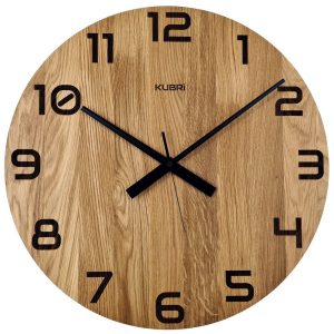KUBRi 0127RC – velké dubové hodiny české výroby řízené signálem o průměru 60 cm
