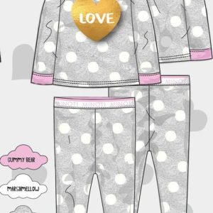 Pyžamo dívčí, Minoti, SLEEPOVER 3, šedá – 68/80 | 6-12m