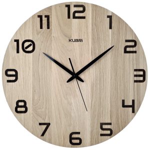 KUBRi HRC0095 – Velké dubové hodiny řízené signálem s tichým chodem