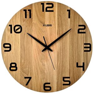 KUBRi HRC0094A – Velké dubové hodiny řízené signálem s tichým chodem