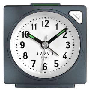 LAVVU Šedý budík SWEEP s plynulým chodem LAS3040