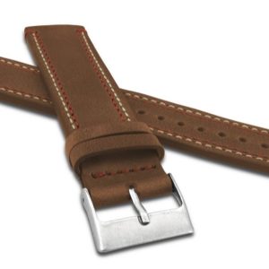 LAVVU LSDUE22 Dvojitě prošitý hnědý řemínek SPORT z luxusní kůže Top Grain – 22