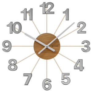 VLAHA Dřevěné šedé hodiny DESIGN VCT1073