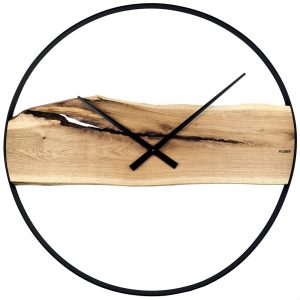 KUBRi 1007A – Obrovské 100 cm hodiny z masivního dubu s kovovým rámem