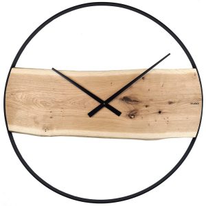 KUBRi 1005A – Obrovské 80 cm hodiny z masivního dubu s kovovým rámem