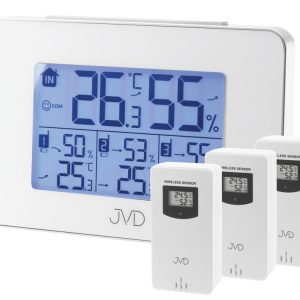 JVD T3364.1 – Teploměr s měřením teploty a vlhkosti na čtyřech místech pomocí bezdrátových senzorů