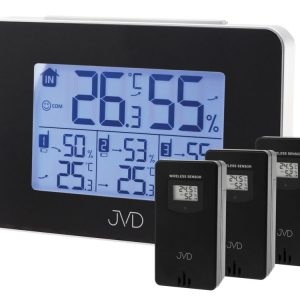 JVD T3364.2 – Teploměr s měřením teploty a vlhkosti na čtyřech místech pomocí bezdrátových senzorů