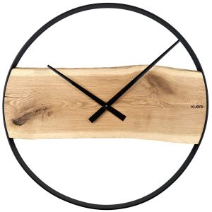 KUBRi 1004A – Robustní hodiny z masivního dubu s kovovým rámem o průměru 70 cm