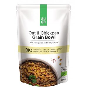 Auga Grain Bowl z bezlepkových ovesných vloček s cizrnou, ananasem a kari kořením 250 g BIO