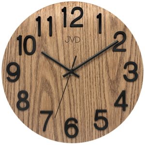 JVD HT98.7 – Hodiny s výraznými číslicemi a ciferníkem s dekorem dřeva