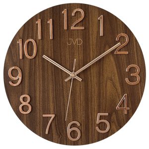 JVD HT98.8 – Hodiny s výraznými číslicemi ROSE GOLD a ciferníkem s dekorem dřeva