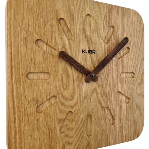 KUBRi 0153 – 30 cm hodiny z dubového masívu včetně dřevěných ručiček