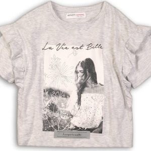 Tričko dívčí s krátkým rukávem, Minoti, Hydrangea 5, šedá – 128/134 | 8/9let