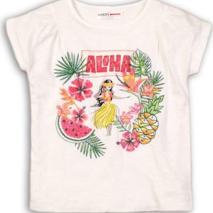 Tričko dívčí s krátkým rukávem, Minoti, Sorbet 4, bílá – 98/104 | 3/4let