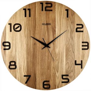 KUBRi HRC0127 – Dubové hodiny řízené signálem o průměru 60 cm s tichým chodem