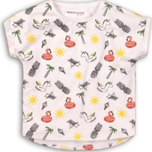 Tričko dívčí s krátkým rukávem, Minoti, TG BASIC TEE 6, bílá – 68/80 | 6-12m