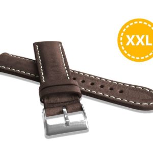 Prodloužený přírodně barevný tmavě hnědý řemínek LAVVU NATURE z luxusní kůže Top Grain – 22 XXL