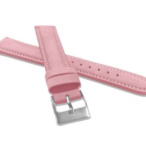 Růžový prošitý kožený řemínek MINET z jemného nubuku – 18