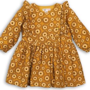 Šaty dívčí viskózové, Minoti, OWL 6, žlutá – 80/86 | 12-18m