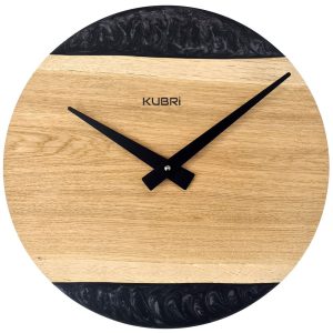 KUBRi 0181 – Luxusní dubové hodiny s doplňky z epoxidu