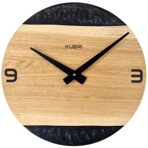 KUBRi 0181A – Luxusní dubové hodiny s epoxidovými doplňky