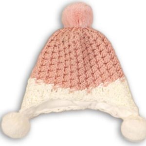 Čepice zimní dívčí s bambulemi, Minoti, DEER 15, růžová – 12-24m