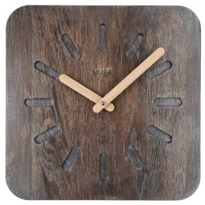 KUBRi 0157 – 30 cm hodiny z dubového masívu včetně dřevěných ručiček a zářivým povrchem