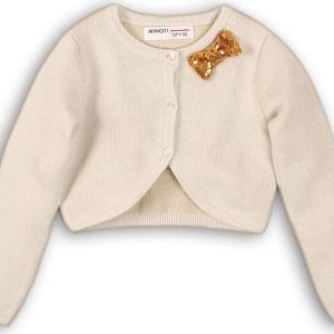 Svetr dívčí bolerko celopropínací, Minoti, TIME 3, krémová – 86/92 | 18-24m