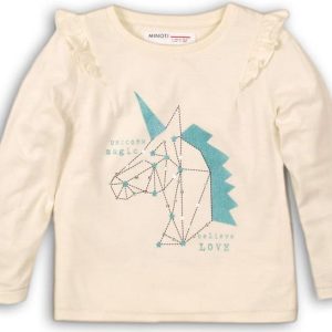 Tričko dívčí bavlněné s dlouhým rukávem, Minoti, FORTUNE 9, krémová – 92/98 | 2/3let