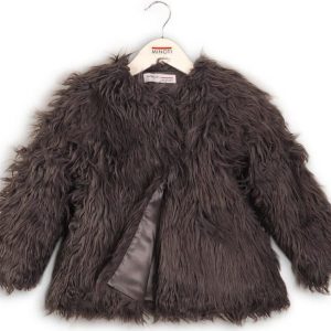 Kabát dívčí chlupatý, Minoti, TOASTED 6, antracit – 98/104 | 3/4let