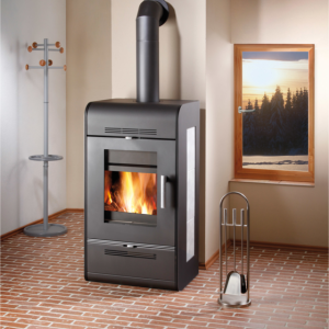 Krbová kamna HAAS+SOHN ANDRUS s výměníkem, černá/béžová dlažba