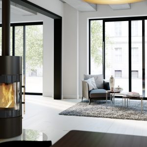 Krbová kamna Defro Home ORION černá, světlá keramika