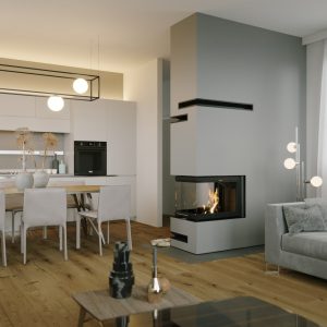 Krbová vložka Defro Home INTRA SM U G třístranná černá keramika a klika