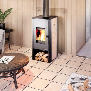 Kachlová kamna HAAS+SOHN MANTOVA AL II s výměníkem, antracit, stříbrná dvířka