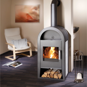 Krbová kamna HAAS+SOHN NIVALA s výměníkem černá/béžová dlažba, zlaté kování