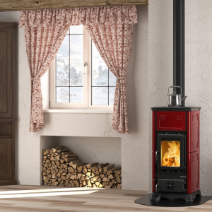 Krbová kamna La Nordica Emiliana kachle bordó